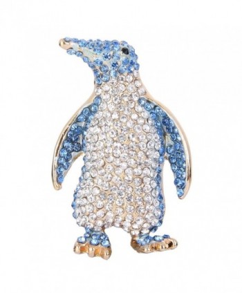 EVER FAITH Women's Austrian Crystal Adorable Penguin Bird Animal Brooch Blue Gold-Tone - CJ11DV8I1IN