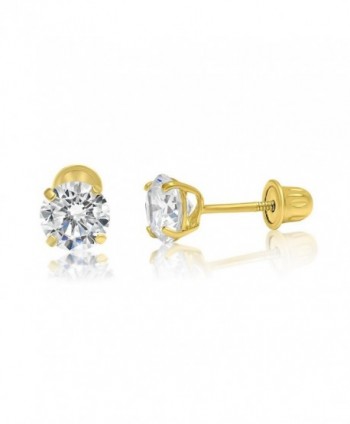 14k Gold Cubic Zirconia Babys Stud Earrings 3-7mm - CI185NRE8LK