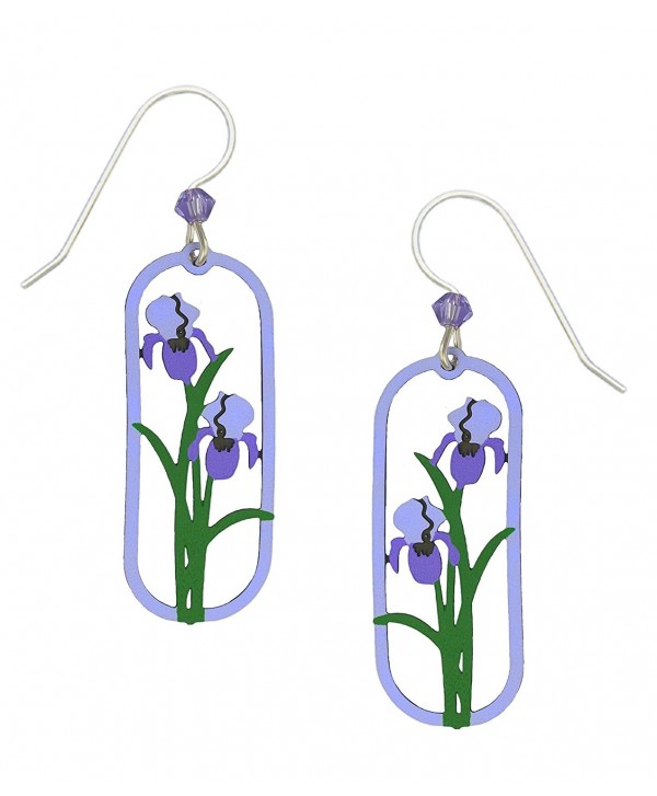 Sienna Sky Two Tone Purple Iris Framed Flower Earrings with Gift Box Made in USA - C41834H5ZHS