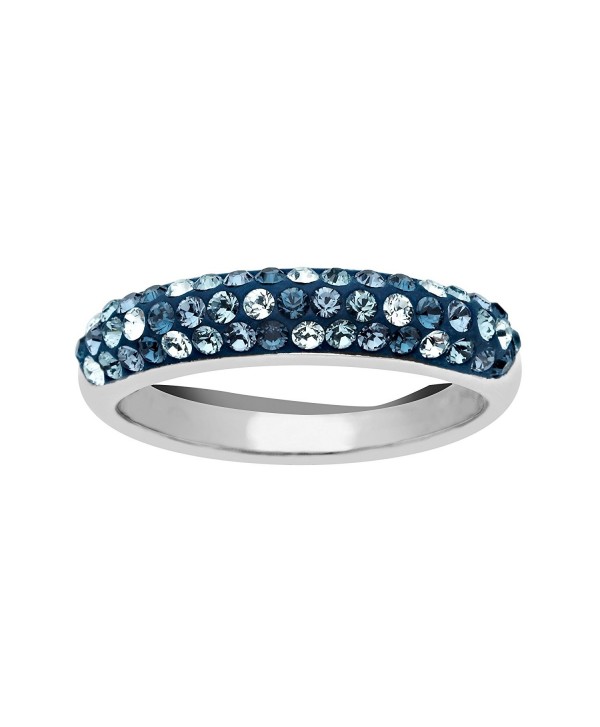 Crystaluxe Ring with Light Azure- Denim Blue- Indian Blue- and Montana Swarovski Crystals in Sterling Silver - CL11TAGJ1E7