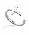 925 Sterling Silver Modern Sideways Simple Lines Christian Cross Unisex Wrap Around Band Ring - CT11LSIDIC7