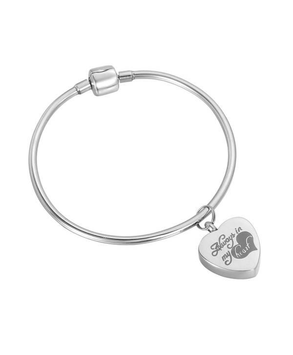 HooAMI Always in my heart Charm Memorial Urn Bracelet - Cremation Ashes Bangle with Personalized Engraving - CQ12EZ4CXSP