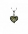 925 Sterling Silver Heart Pendant Necklace with Genuine Natural Baltic Amber. Chain included - Green - C817YT29E3Q