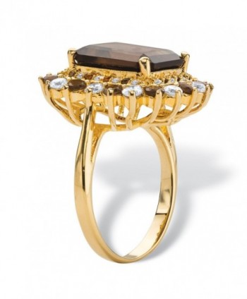 Emerald Cut Genuine Accent Gold Plated Cocktail