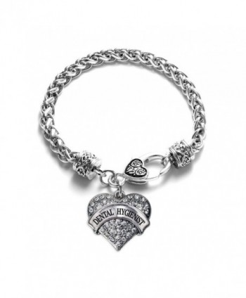 Inspired Silver Dental Hygienist Pave Heart Charm Bracelet - CA12F652SOB