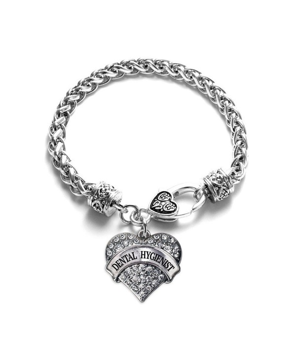 Inspired Silver Dental Hygienist Pave Heart Charm Bracelet - CA12F652SOB