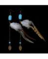 Womens Vintage Feather Earrings Turquoise