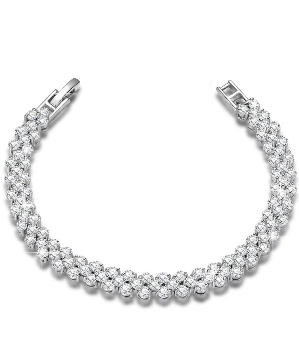 NINASUN "Snow White" 925 Sterling Silver Heart Design Tennis Bracelet AAA CZ Fine Jewelry for Women 7 Inch - CB180IDNZLR
