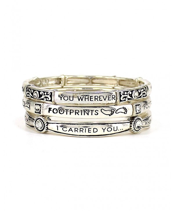 Footprints in the Sand.. Matthew 8:19 Inspirational Multi Layer Stretch Bracelet by Jewelry Nexus - CQ11O663LCZ