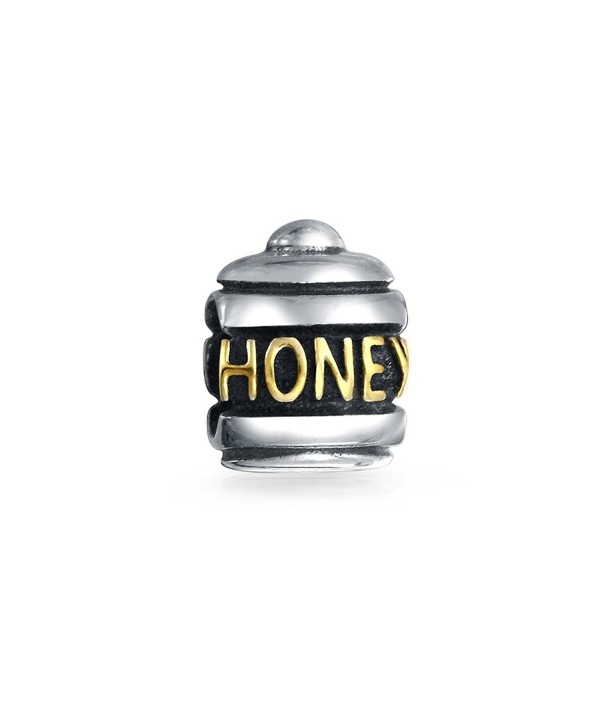 Bling Jewelry Honey Pot Charm Gold Plated 925 Sterling Silver Food Bead for Message Bracelets - CY115N5MPG1