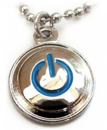 POWER ICON Turn Me On Computer Button Pendant Necklace w/Ball Chain - CV113H8YMD5