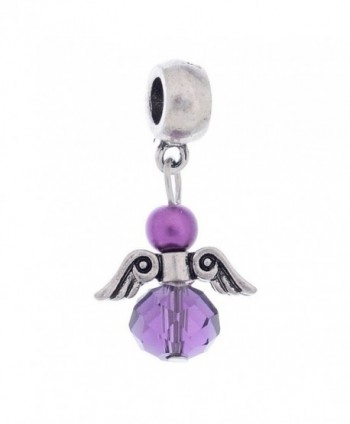 Purple Angel Crystal February Birthstone Lavender Charm for European Bracelets - CW12LZO2PH7