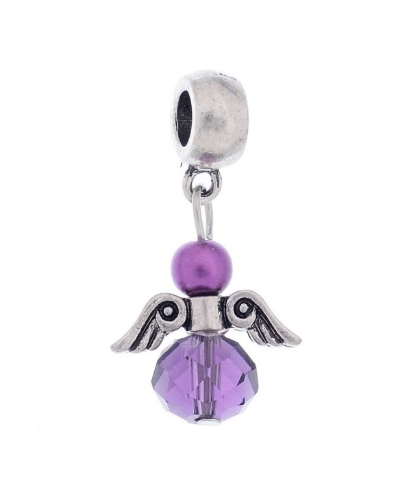 Purple Angel Crystal February Birthstone Lavender Charm for European Bracelets - CW12LZO2PH7