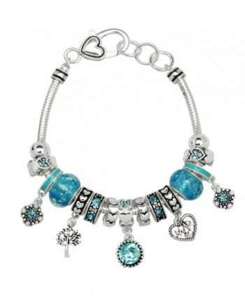 Birthstone Bracelet Multi-Color Charm Beads Silvertone - 3-March - CM17YT4A08Z