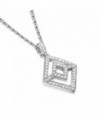 GTN2250 S925 Silver CZ Stones Rhombus Shaped Pendant & 18'' Chain Rhodium Plated - C3126UOVFR3