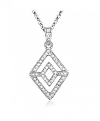 GTN2250 Silver Rhombus Pendant Rhodium in Women's Pendants