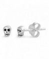 Sterling Silver Tiny Skull Stud Earrings - 4mm - C411HOJGU1F