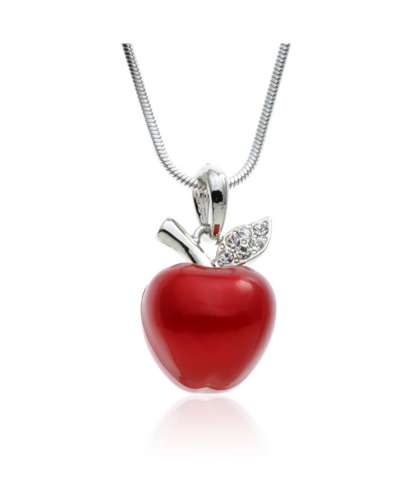 PammyJ Candy Red Apple Silvertone Pendant Necklace- 18" - CS11P1X5R9H