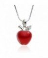PammyJ Candy Red Apple Silvertone Pendant Necklace- 18" - CS11P1X5R9H