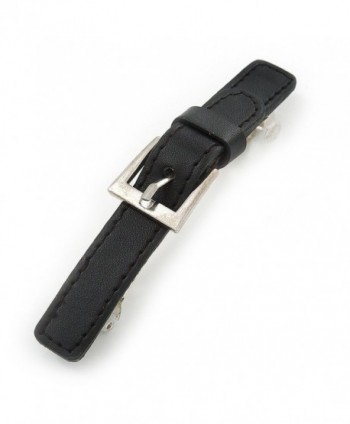 Black Faux Leather 'Buckle' Barrette Hair Clip Grip - 105mm Across - CB11HJR1ZYJ