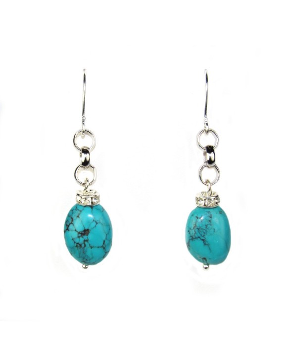 Composed Turquoise and Crystal Rondell Dangle Earrings. Assembled in the U.S.A. - CD12LZCC4JX