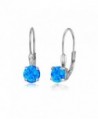 Sterling Silver Created Opal 6mm Round Leverback Earrings - Created Blue Opal - CK12EL2HTVH