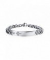 Womens Stainless Steel Cubic Zirconia Cross ID Link Bracelet Bangle-Free Engraving--8.6 inch - C1124YWKV8H