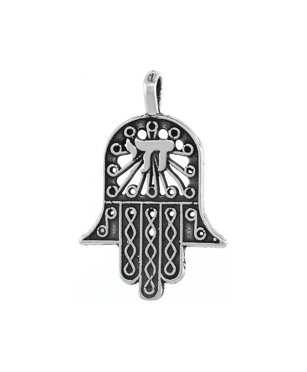 Sterling Silver Hamsa Chamsa Necklace- 3/4 inch - CM111FIX2PD