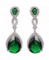 EVER FAITH Austrian Crystal Zircon Wedding 8-Shaped Pierced Dangle Earrings - Silver-Tone Emerald Color - C811ID4X4VT