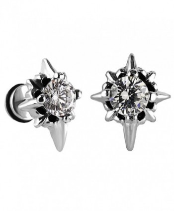 Charisma Unisex Stainless Zirconia Earrings - 01) White (Steel) - C912BCRVIH5