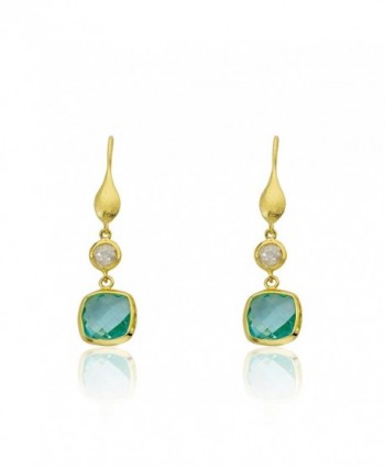 Riccova Arctic Mist Brushed 14k Gold-Plated Fishhook & Faceted Aqua Square Dangle Earring - Aqua - CC12O173BTA