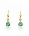 Riccova Arctic Mist Brushed 14k Gold-Plated Fishhook & Faceted Aqua Square Dangle Earring - Aqua - CC12O173BTA