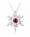 Sterling Silver Snowflake Pendant w/ Genuine Natural Gemstone Garnet- Blue & White Topaz w/ 18" Chain - C7127SK6OYR