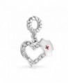 Bling Jewelry Nurse Hat Heart Shaped Dangle Bead Charm .925 Sterling Silver - CA11G09TOWH