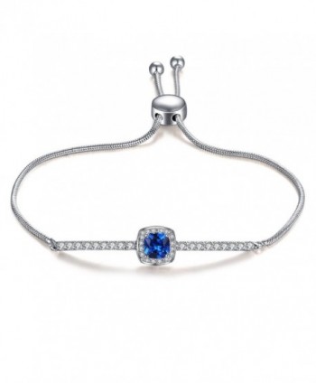 Vibrille Adjustable Cubic Zirconia and Cushion-Cut Created Blue Sapphire Bolo Bracelets for Women- 9'' - CG185L4QO79