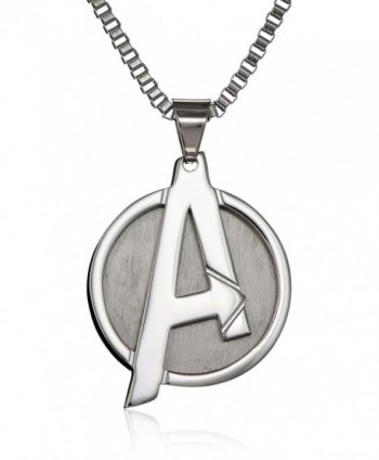 Marvel Comics Unisex "A" Logo Avengers Stainless Steel Chain Pendant Necklace- 24" - CM11PZUBQMX