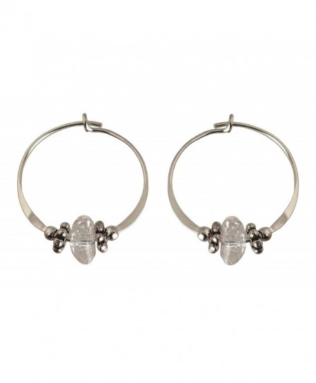 Bali Sky Small Sterling Silver Sparkling Clear Bead Hoop Earrings SHS013 - C211LPUMJZF