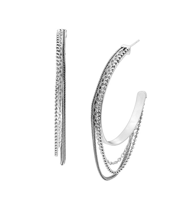 Silpada 'High Life' Sterling Silver Hoop Earrings- 2.5" - CF12N37F31M