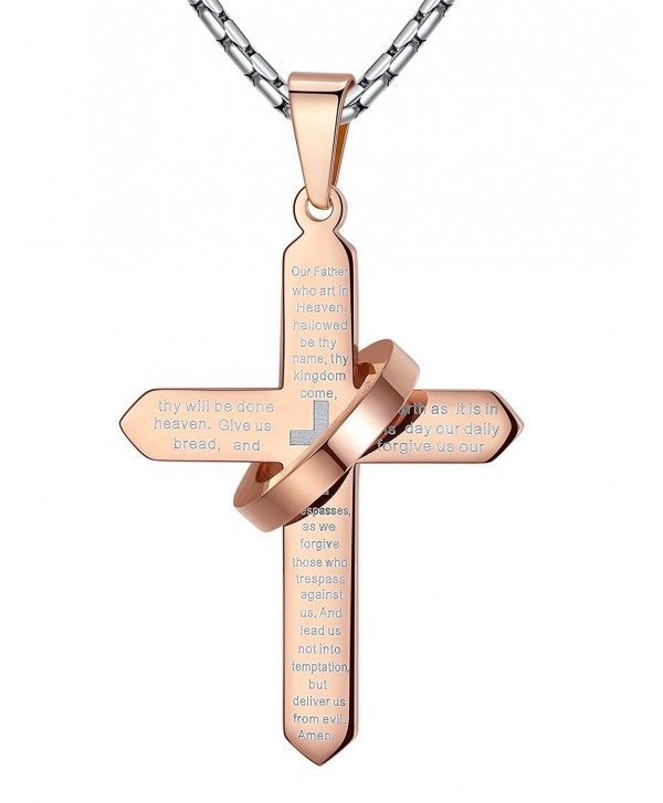 Stainless Prayer Pendant Necklace ddp057fe - Rose-Gold-Color - CZ12DMCNTAV