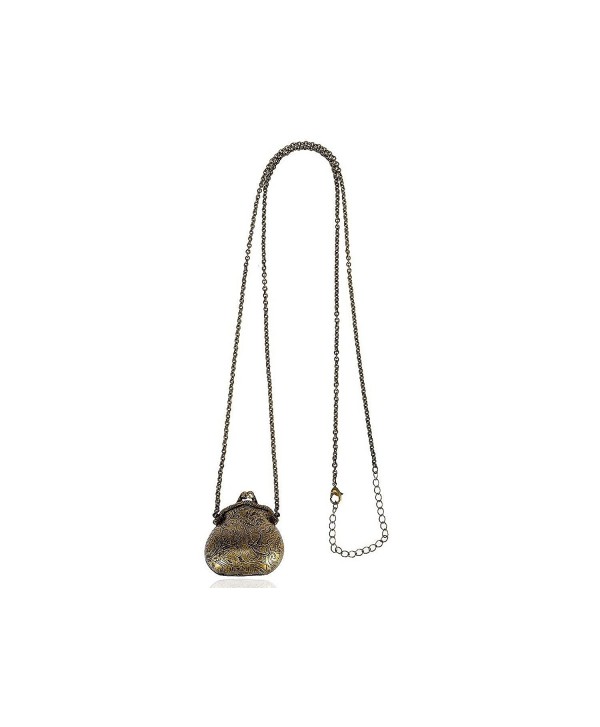 Bronze Metal Tone Secret Compartment Purse Pendant Chain Fashion Necklace - CL11X1ABQ3R
