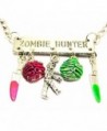 ChubbyChicoCharms Zombie Hunter With Zombies- Knives And Brains Platform Statement 18" Necklace - C411BM5G7KL