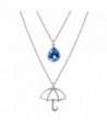 925 Sterling Silver Double Layered Teardrop Umbrella Chain Necklace for Women Jewelry- 18" - CS187CUYZL6