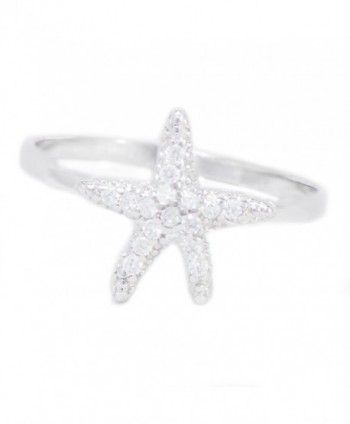 Starfish Pave Cz Sterling Silver Sea Star Ring Band - CV11KQXRBTL