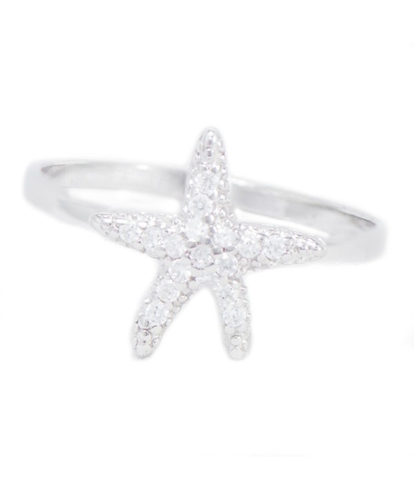 Starfish Pave Cz Sterling Silver Sea Star Ring Band - CV11KQXRBTL