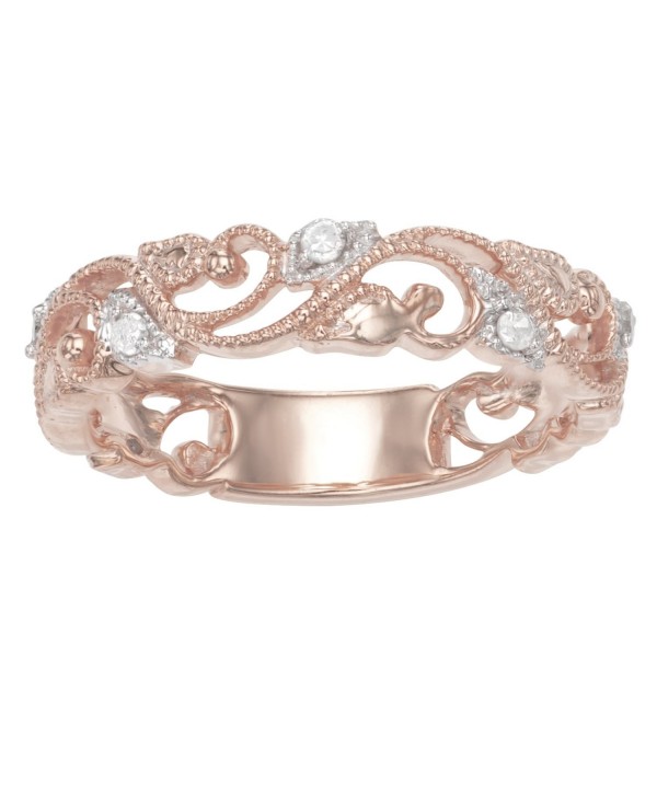 Sterling Silver 1/10 CTTW Diamond Ring plated in Rose Gold/ Rhodium/ Yellow Gold - rose-gold-plated-silver - CM129IBT3S3