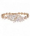 EVER FAITH Women's Cubic Zirconia Wave Marquise Shape Leaf Tennis Bracelet - Clear Gold-Tone - CT12LMZQ1IN