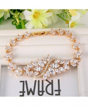 EVER FAITH Zirconia Marquise Gold Tone in Women's Tennis Bracelets