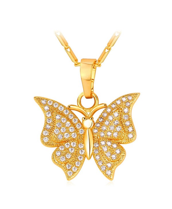 Women Girls Diamond-accented Platinum Plated Butterfly Pendant Necklace - Gold - C012NV1ICEN