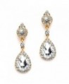 Mariell Gold Teardrop Austrian Crystal Dangle Chandelier Earrings for Bridal- Prom- Pageant & Weddings - C412EM3HQAD