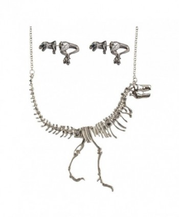 Godyce Short Collar Dinosaur Necklace and Earrings Set for Women - Jewelry With Gift Box - CQ12KN7EP25